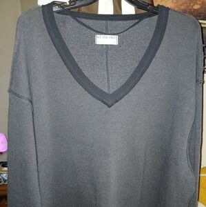 We The Free Charcoal V-Neck Top